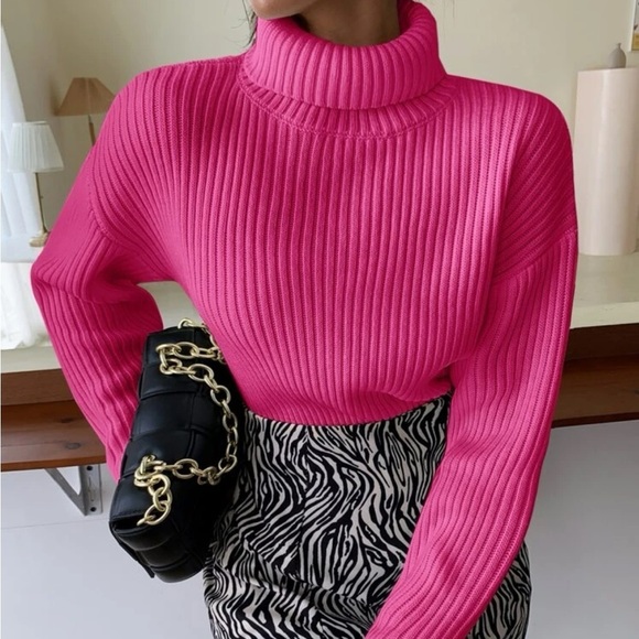 Delilah Wear Sweaters - New pink ribbed knit turtleneck sweater